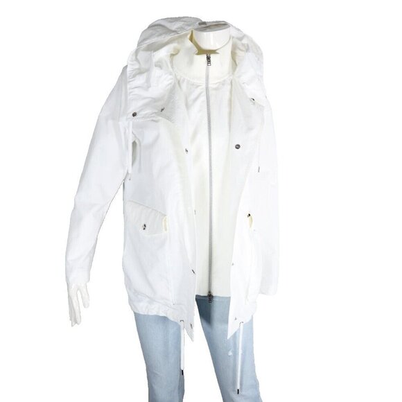 Herno Women Size IT42 US6 White Drawstring Hooded Jacket A-Line Parka Coat $1195 - Picture 9 of 9
